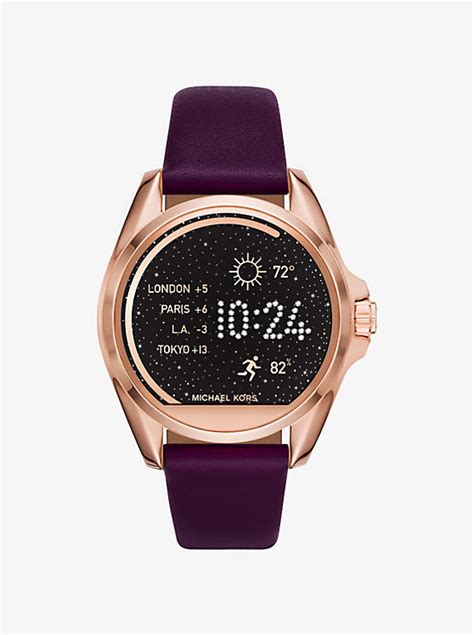 michael kors access plum leather strap mkt9028|Bradshaw Leather Smartwatch Strap .